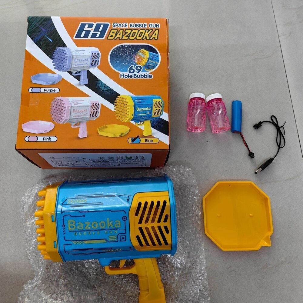 69 Hole Bazooka Bubble Gun Machine/Blue Color - Picture 3 of 7